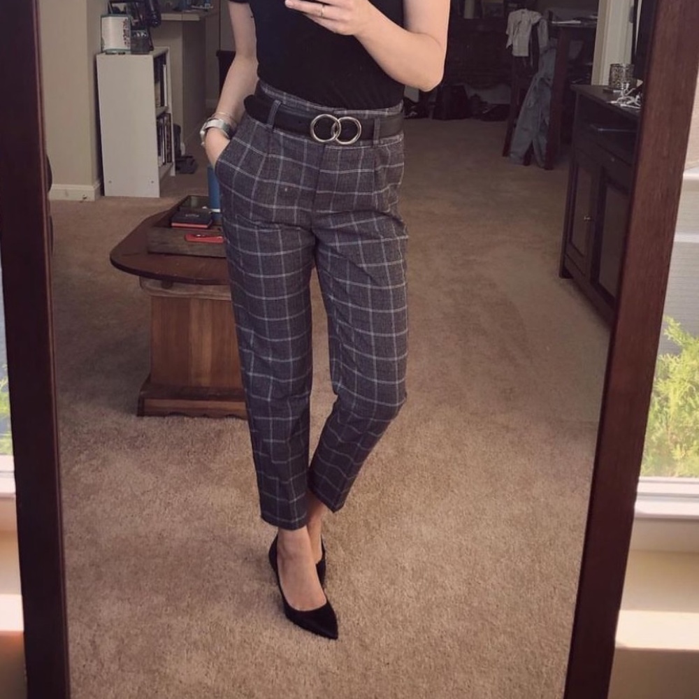 Express Plaid Menswear ankle pants